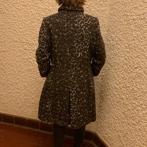 Via Spiga Leopard Wool Blend Coat - Picture 3 of 8